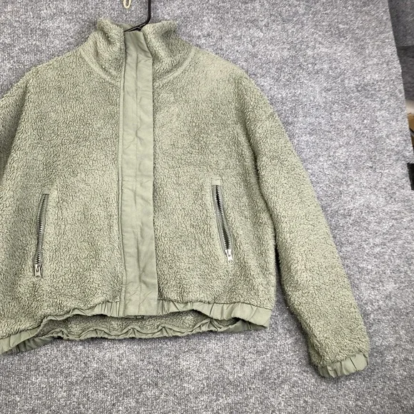 Vuori Sherpa Fleece Jacket Womens Medium Green Full Zip Lined Pockets Cozy - Picture 3 of 12